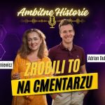 Dwie osoby na tle napisu Ambitne Historie w podcaście o marketingu i SEO.